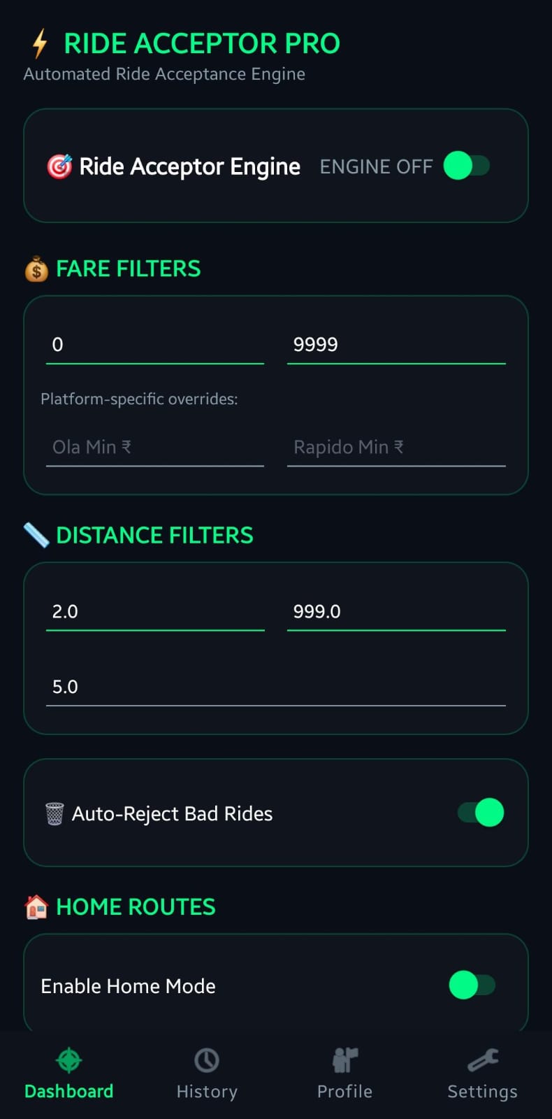 Ride Accepter Pro App Screenshot